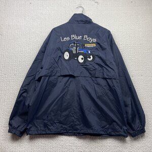 Y2K New Holland Farming Windbreaker Jacket L Tractor Graphic Country Agriculture